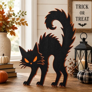 Halloween kattpaket, Halloween katter laserskurna fil, katt med pumpa svg, Halloween Glowforge dekor svg, Halloween paket silhuett Cricut
