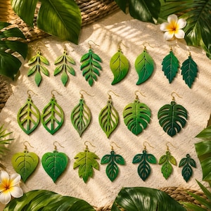 Tropical Leaves Earrings SVG, Earrings SVG, Tropical earrings svg, Floral svg, Monstera earrings svg, Glowforge svg, Laser cut file
