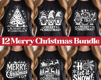 12 Christmas SVG Bundle, Christmas Shirt Svg, Merry Christmas Svg, Christmas Crew Svg, Christmas Tree Svg, Winter, Holiday, Funny Christmas