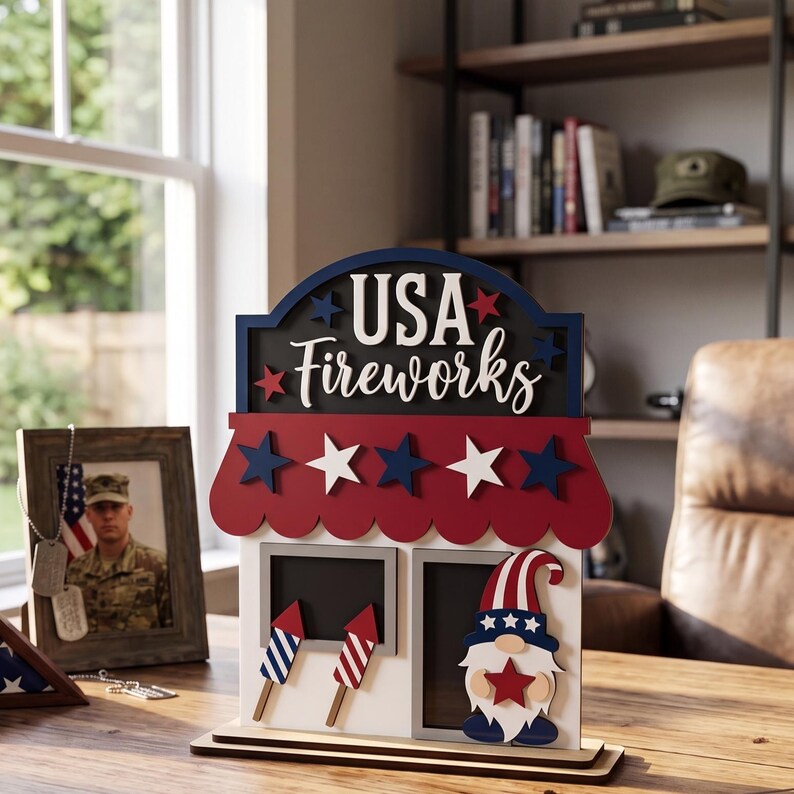 4th of July Fireworks Stand Laser Cut Bundle, Layered Patriotic Decor ...