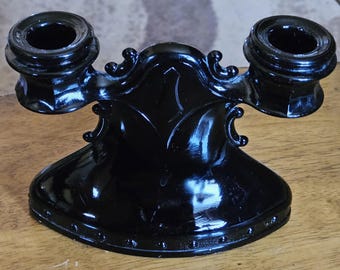 LE Smith Amethyst Mt. Pleasant Black Double Candle Holder