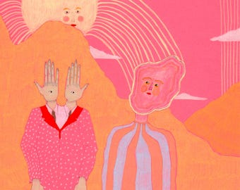 Gesigneerde kunstafdruk: "Moonlight Meet"