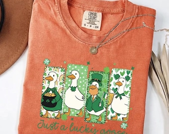 Comfort Colors® St Patrick's Day Shirt, Cute St Patrick's Tshirt, Funny St Patrick Goose Tee, Holiday Goose Top, Gift for Her, Irish Gift