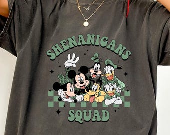 Comfort Colors Shenanigans Squad Shirt, Disney St Patrick’s Day Gift Tee, Lucky Friends Trip Graphic Top for Her