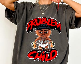 Comfort Colors® Problem Child Shirt, Streetwear Graphic Tee, Urban Cartoon Character Shirt, Retro Hip Hop Style Unisex T Shirt, Gift for Her