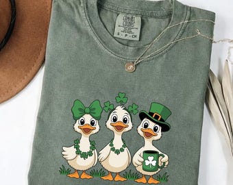 Comfort Colors® St Patrick's Duck Shirt, Funny Shirt, Duck T Shirt, Funny Meme Shirt,Retro Goose Graphic Shirt, Cute Farm Animal Tee