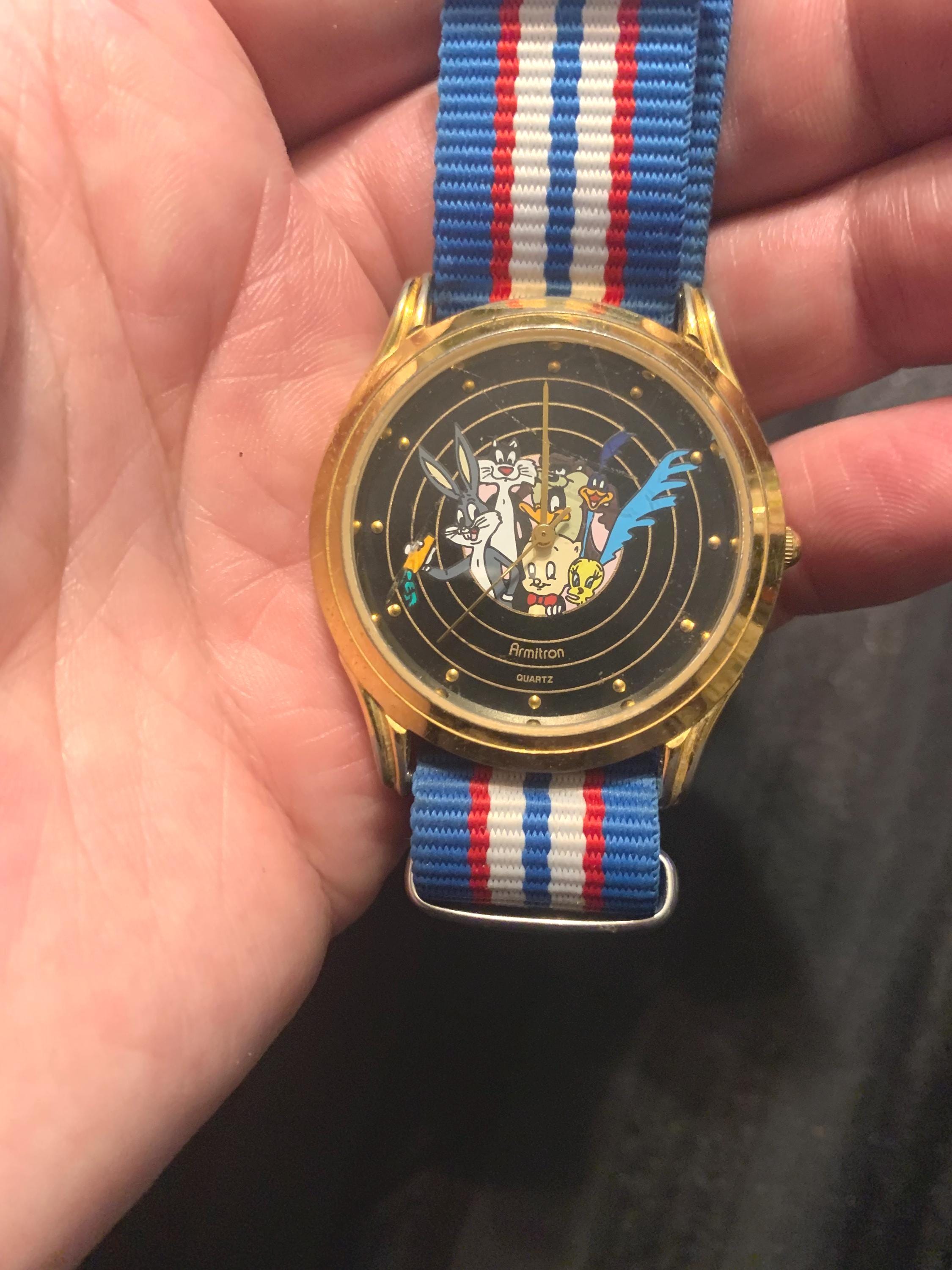 Vintage 1995 Warner Bros. Stretch Watch Collectors Item Warner Bros Fossil Watch Looney Tunes Theme  main image 2