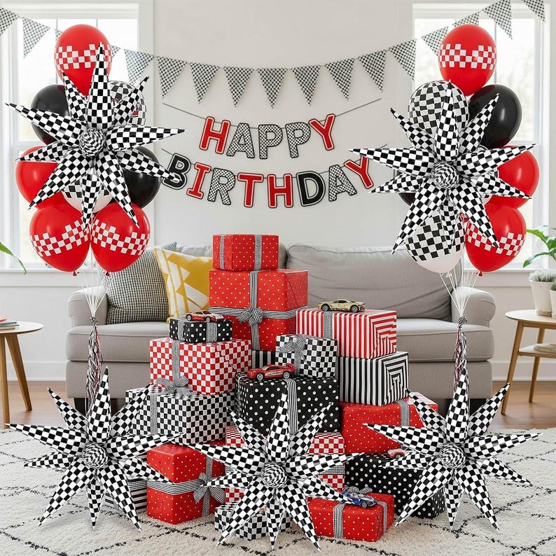 Wedding Explosion Gift Box 60pcs Black & White Star Balloons – 12 Point Foil Explosion Cone ...