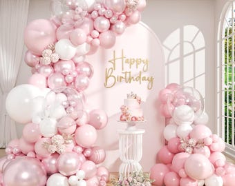 Light Pink Balloon Arch Kit with Clear Pastel Pink and White Balloons for Wedding Bridal Baby Shower Shower Birthday Party Decorations