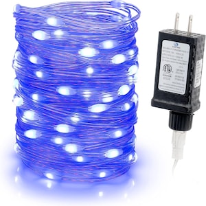 LED String Lights, 33ft 100 LED Blue Starry Ribbon Fairy Lights, 8 Modes with 6H Timer, Waterproof Plug-In Lights for Outdoor Christmas