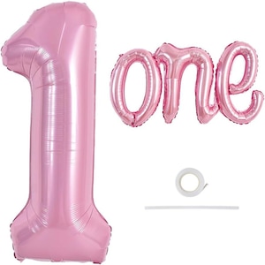 40" Giant Light Pink Number 1 Balloon – Mylar Foil Script for 1st Birthday or Anniversary Decorations