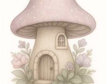 Mushroom Floral Printable – Watercolor Junk Journal and Collage Ephemera