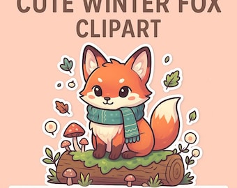Winter Fox PNG | Animal PNG | Woodland Sticker | clipart for stickers | planners | scrapbooking | crafts