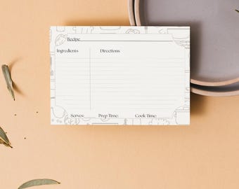 Minimalist Recipe Cards | Printable Kitchen Template (8.5x11, Digital Download)
