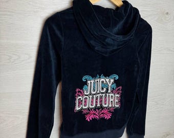 Juicy Couture Velours-Kapuzenpullover mit Reißverschluss, Damengröße M