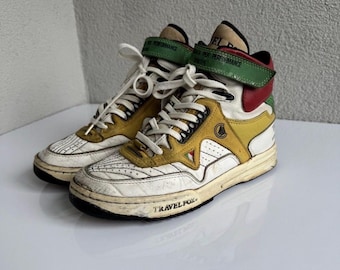 Vintage Travel Fox High Top Sneakers Leather Retro 80s