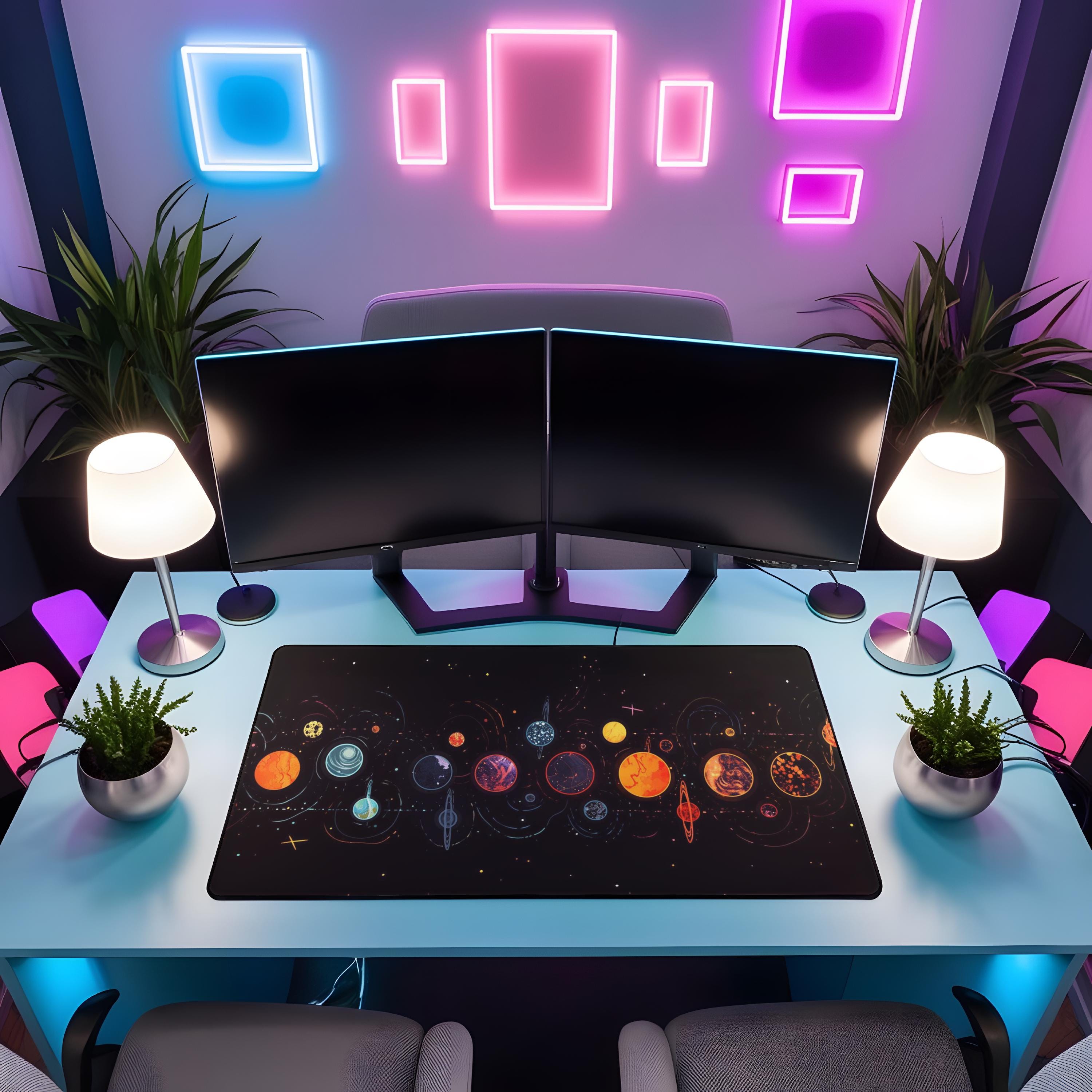 Solor System Desk Solar System Desk Mat, Space Gaming Mouse Pad, Planet Desk Mat ...