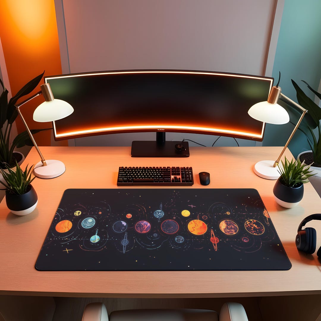 Solor System Desk Solar System Desk Mat, Space Gaming Mouse Pad, Planet Desk Mat ...