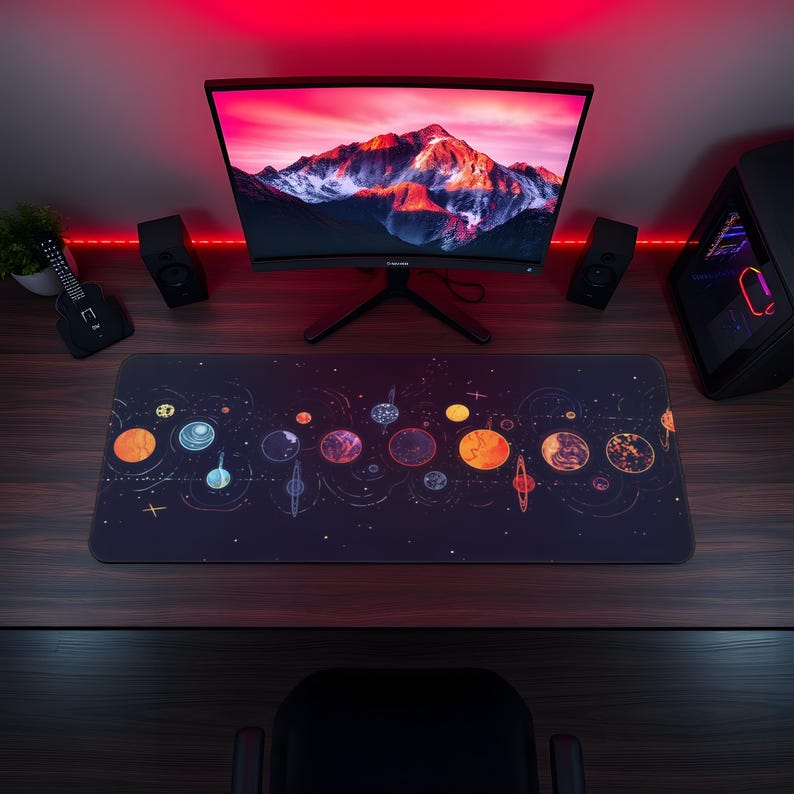 Solor System Desk Solar System Desk Mat, Space Gaming Mouse Pad, Planet Desk Mat ...