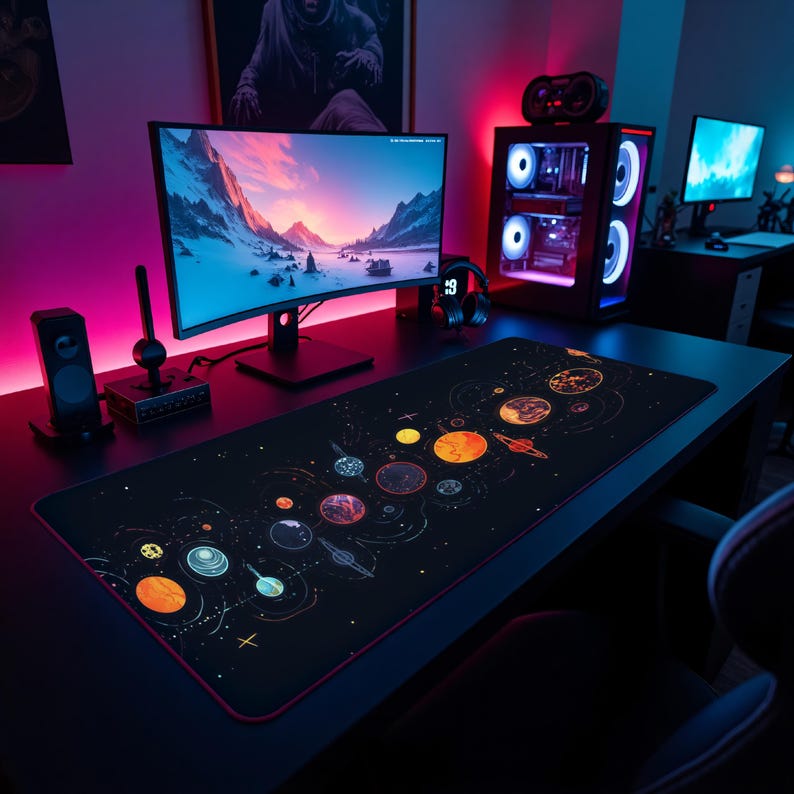 Solor System Desk Solar System Desk Mat, Space Gaming Mouse Pad, Planet Desk Mat ...