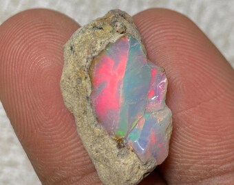 13 cts Natural Welo Opal Rough Ethiopian Fire Opal Raw Crystal Stones for Cutting Polishing Jewelry Supply and Colorful Handmade Creations