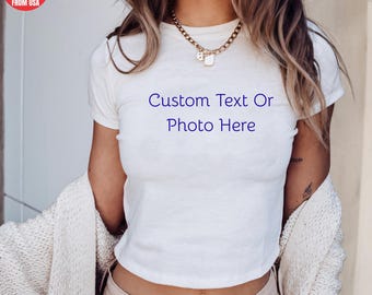 Custom Photo Baby Tee, Personalized Y2K Crop Top