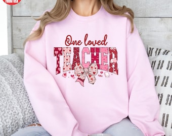 Retro Valentine's Day Heart Teacher Sweatshirt