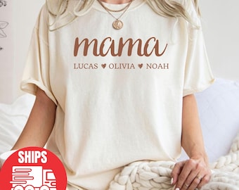 Personalized Mama Comfort Colors® Shirt With Kids Names, Custom Mother's Day Gift