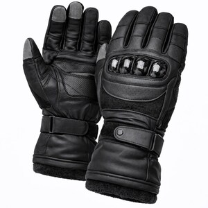 Touchscreen Winter Leather Motorcycle Gloves with Knuckle Protection, Riding Gloves