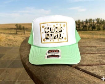 Custom Trucker Hat with embroidery cowgirl