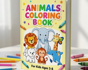 40 Page Cute Animals Coloring Book for Kids | Printable PDF | Instant Download | Ages 3-8