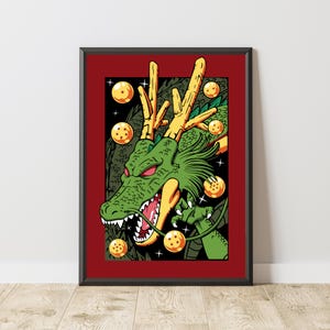 Shenron Poster | DBZ Poster | Manga Poster | Anime Poster | Japanese Manga Wall Art | Japanese Room Decor | Anime Gift