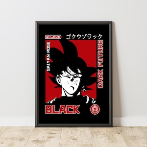 Black Goku Poster | DBZ Poster | Manga Poster | Anime Poster | Japanese Manga Wall Art | Japanese Room Decor | Anime Gift