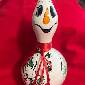 Hand-Painted Home Grown Snowman Gourd