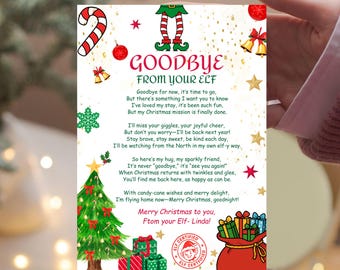 Elf Goodbye Letter, Editable Elf departure letter, Elf Christmas Farewell Poem Message, Printable Elf goodbye letter, Elf message Idea
