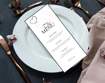 Modern Wedding Menu Template 4x9 | Elegant Arch Menu Card | Minimal Wedding Reception Menu | Editable Canva Template