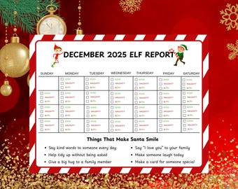 Editable Elf Report Calendar 2025: Christmas Behavior Chart (Digital Download)
