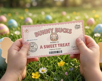 Easter bunny coupons, bunny bucks easter, canva easter bunny bucks, easter bunny bucks