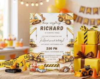 Truck birthday invite, boys truck birthday invitation, digital birthday invitation truck, monster truck birthday invite