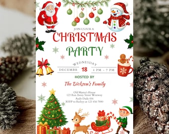 Editable Christmas Party Invitation Template (Canva)