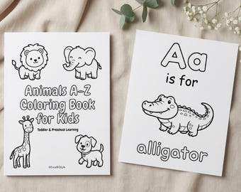 Animal A-Z coloring books for kids, Baby Shower ABC Book Activity,  Baby's First Animal Alphabet Book , ABC animal book for toddlers