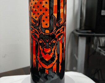 Deer Hunting, Buck, Anters, Camo, Rifles 20oz Tumbler, Sublimation, American Flag,