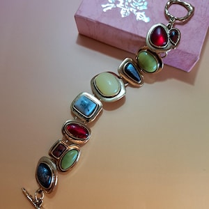 Bracciale Bohémien Vintage Oro Con Pietre Colorate, Gioiello Statement, Regalo Per Lei