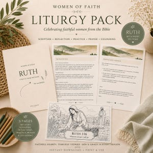 Ruth Bible Study Kit, Women of Faith Printable, Devotional Activity Sheet, Colouring Page & Breath Reset Christian Kids, Women's Ministry