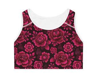 Roze sport-bh met bloemenpatroon | All-over print roosontwerp