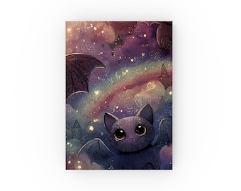 Cute Bat Illustration Journal | Kawaii Night Sky Notebook