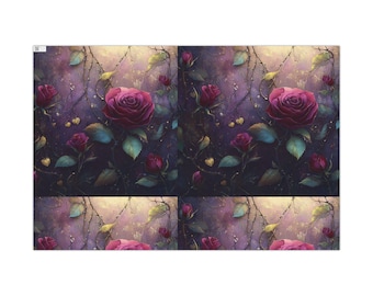 Dark Romantic Floral Gift Wrap | Vintage Rose Wrapping Paper