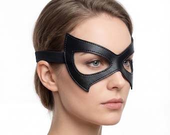 Schwarze Kunstleder Augenmaske | Cosplay Kostüm, Maskerade