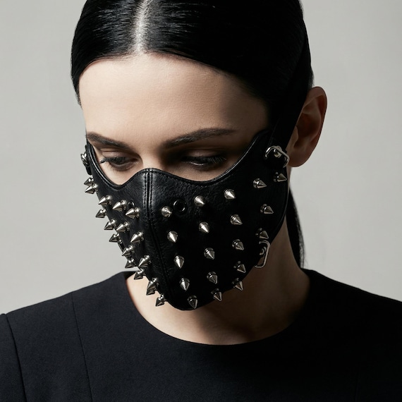 Spiked Faux Leather Face Mask | Gothic Rave Costume