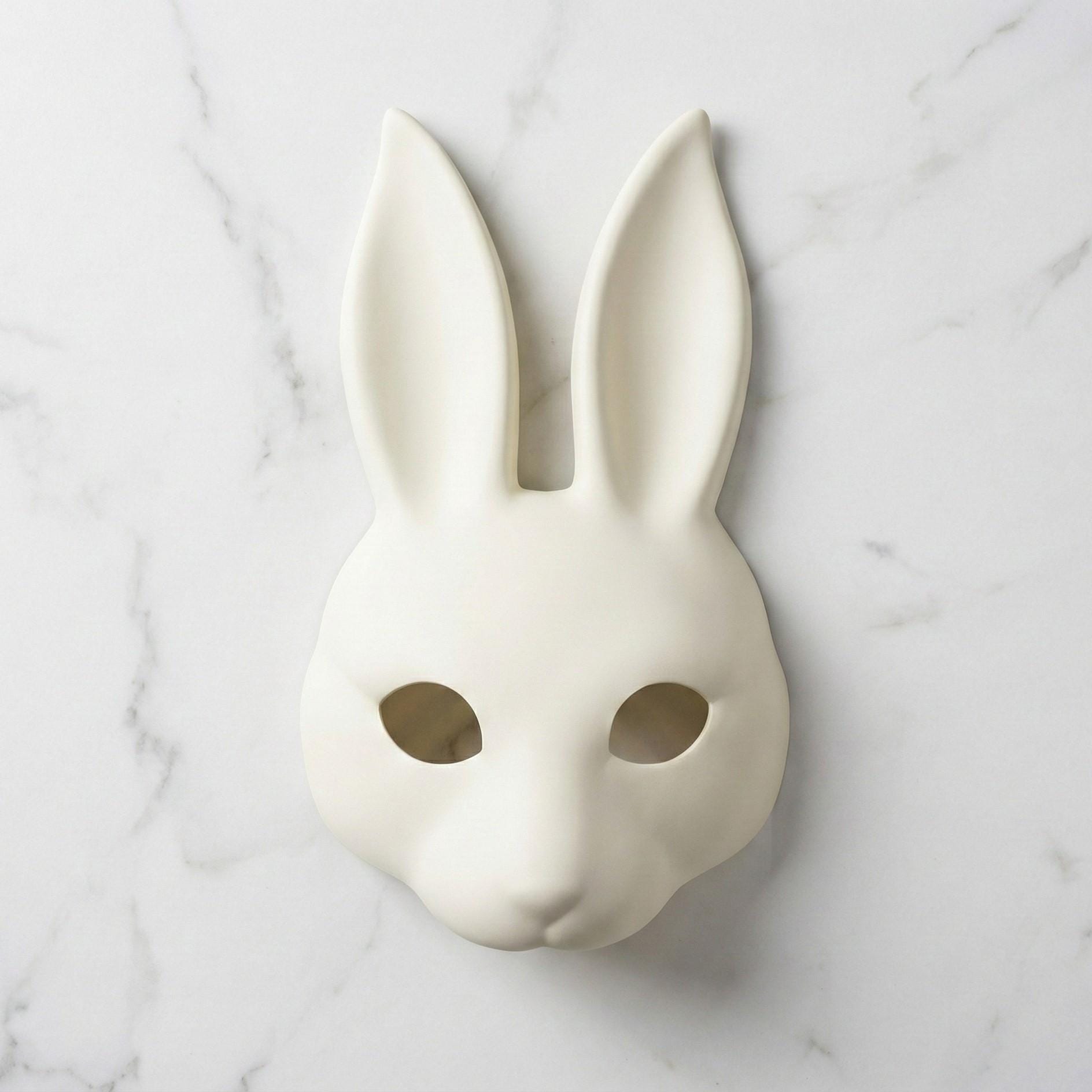 Minimalist Faux Leather Rabbit Mask Long Ears Costume
